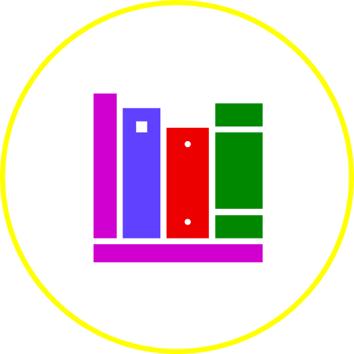 Isotype of the concept “bibliography” made with a set of books on a shelf.