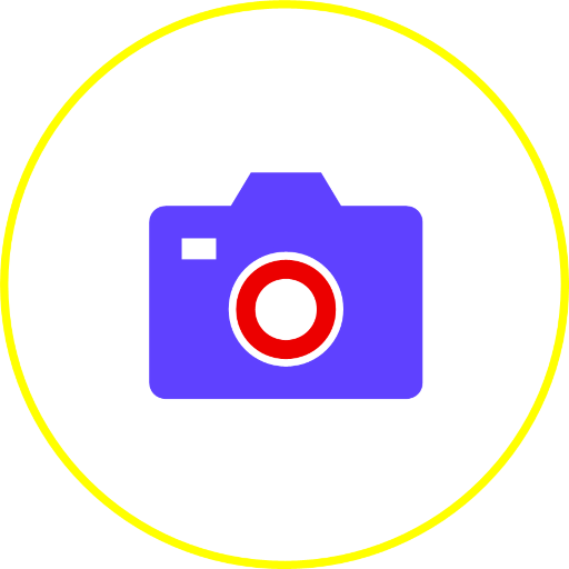 Isotip del concepte "imatge" realitzat amb un símbol d'una càmera de fotografíes.
