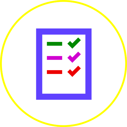 Isotype of the concept “standards” made with a symbol of a document with a list of works done.