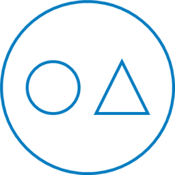 Isotype of the concept “areas of interest” performed with a set of a circle and a triangle side by side.