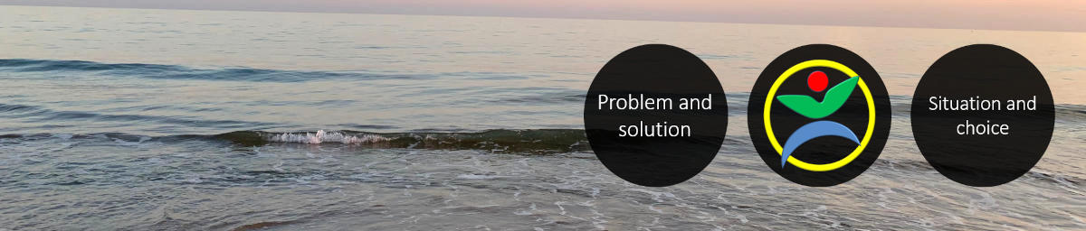 Image of the “accessibility projects” menu header showing a wave of the beach and containing the message “problem and solution” and “situation and choice”.