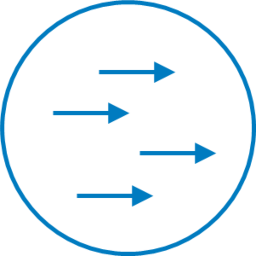 Isotype of the “work team” concept made with a set of four arrows pointing to the right.