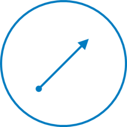 Isotype of the “mission” concept made with a diagonal arrow.