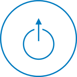 Isotype of the “teaching” concept made with a vertical arrow pointing upwards that starts from the center of a circle.