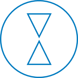 Isotype of the concept “publication frequency” made with a set of two triangles joining the ends.